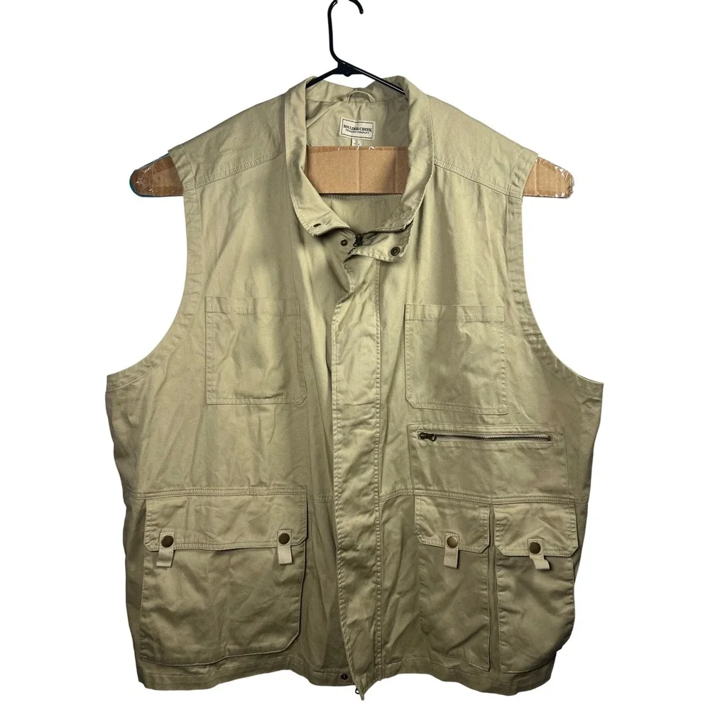 Boulder Creek Trading Company Mens 6XL Big Khaki Utility Cargo Fishing Vest Tan